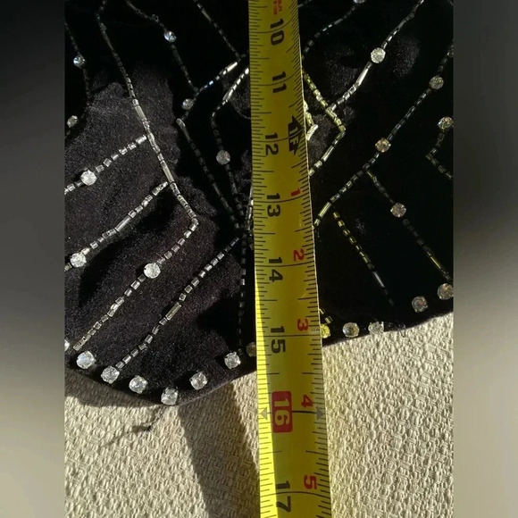Zara Vest Women’s Medium Velvet Waistcoat with Rhinestones Black - Picture 10 of 13